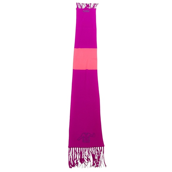 CHANEL MAGENTA / PINK 2009 FRINGED CASHMERE KNIT SCARF - Picture 13 of 13